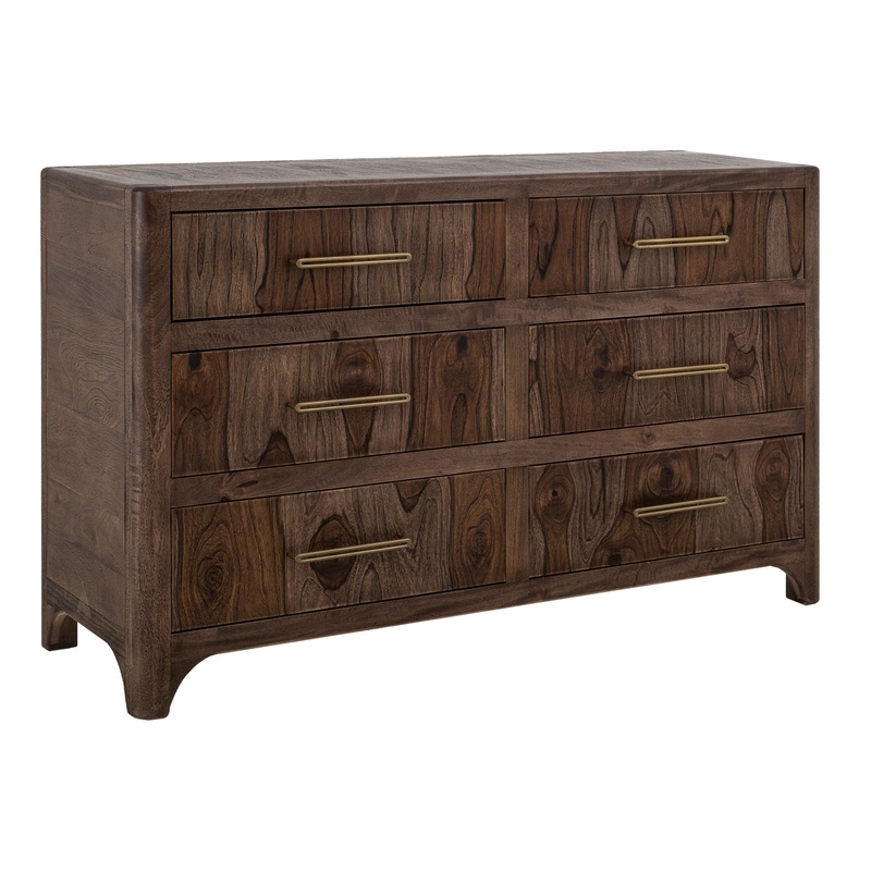 Praga – 6-Drawer Dresser – Almond / Barrel Brown