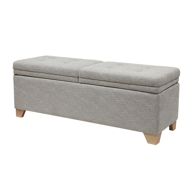 Soft Close Storage Bench Hued Solid Wood – Gray Multi