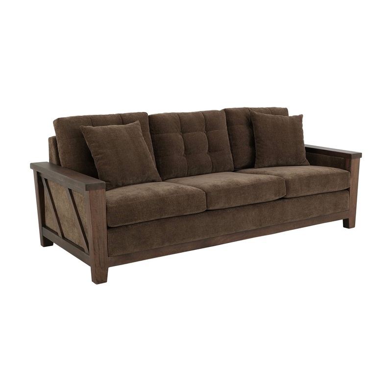 Walnut – Upholstered Sofa – Deep Forest Brown