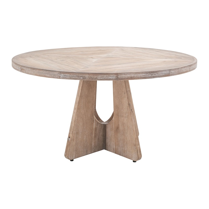 White Teak – Round Table|Light Brown|47″W x 47″D|55″W x 55″D