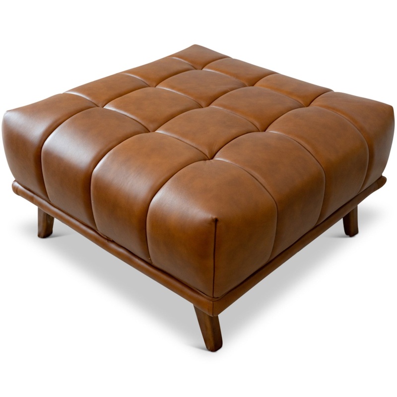 Addison – Square Upholstered Ottoman – Antique Brown / Brown / Cognac