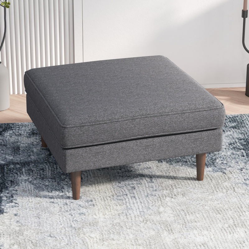 Amber – Square Upholstered Ottoman – Dark Gray / Gray