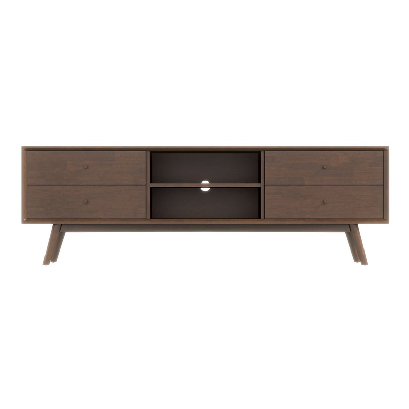 Caroline – Mid-Century Modern Style TV Stand Up To 72 – Brown / Dark Brown