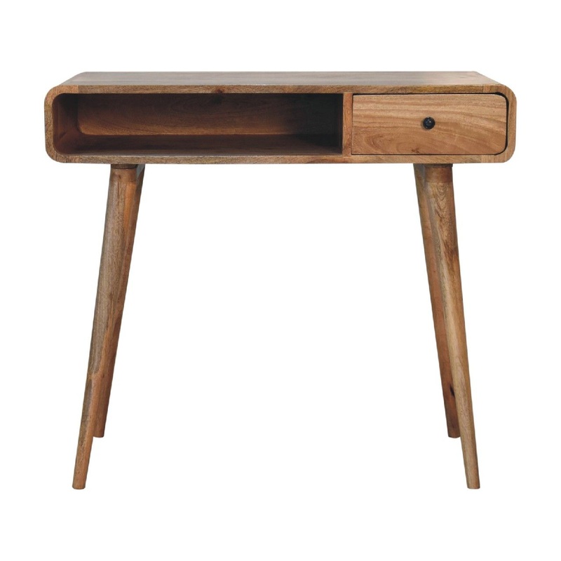 Curved Writing Desk – Oak