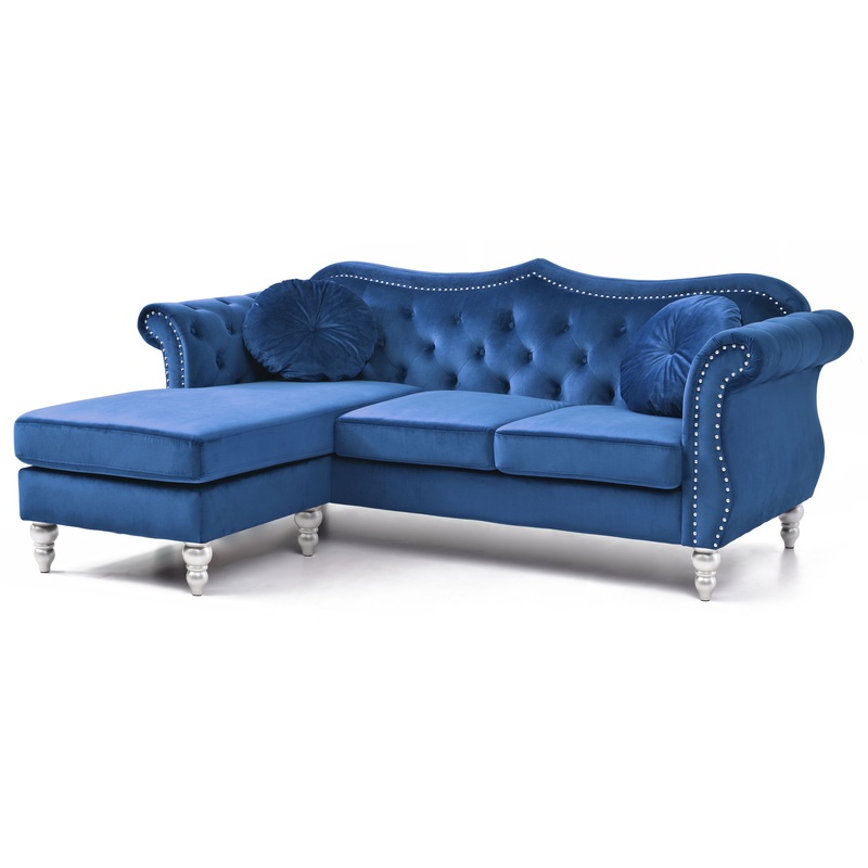 Hollywood – Upholstered Sofa Chaise – Navy Blue
