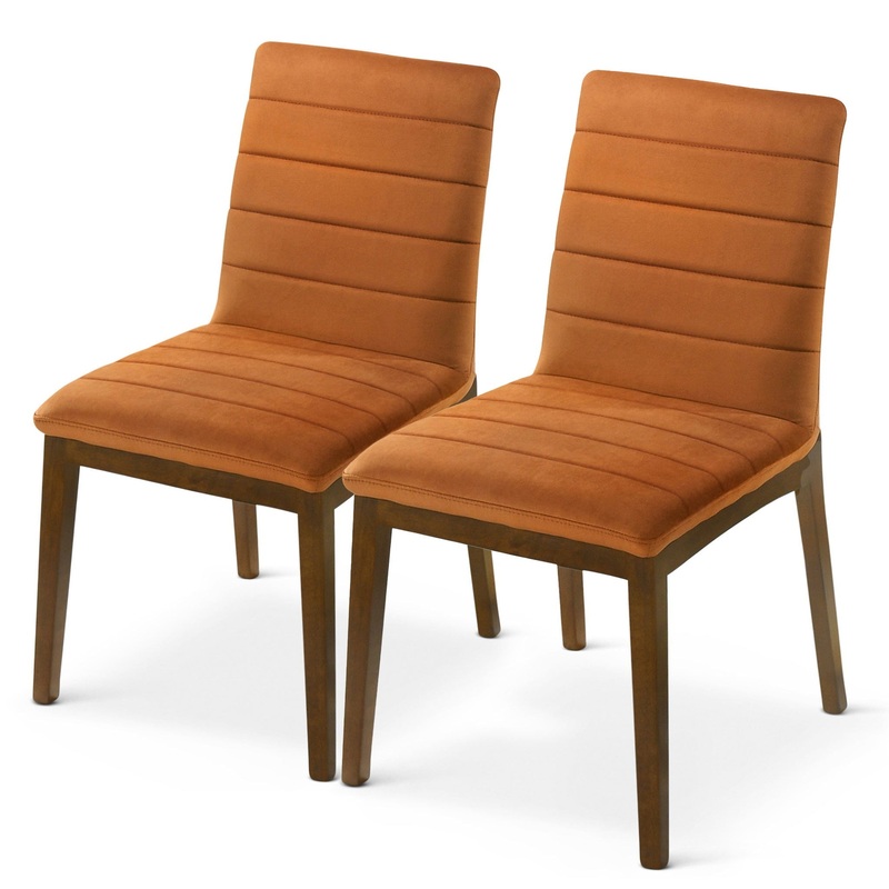 Ines – Dining Chair (Set of 2) – Brown / Burnt Orange