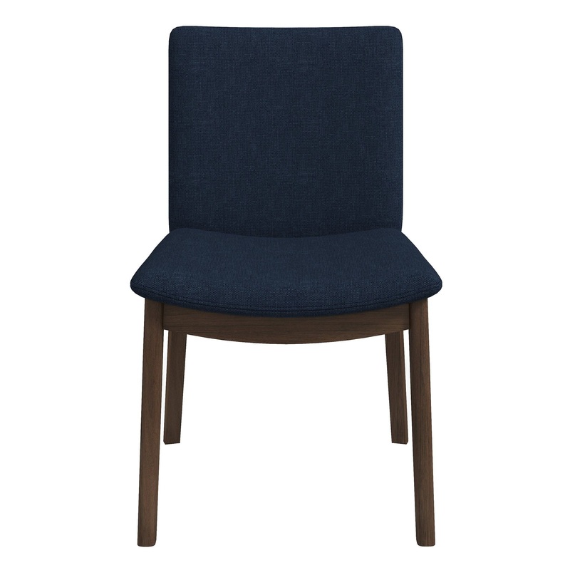 Laura – Linen Dining Chair (Set of 2) – Dark Blue / Dark Brown