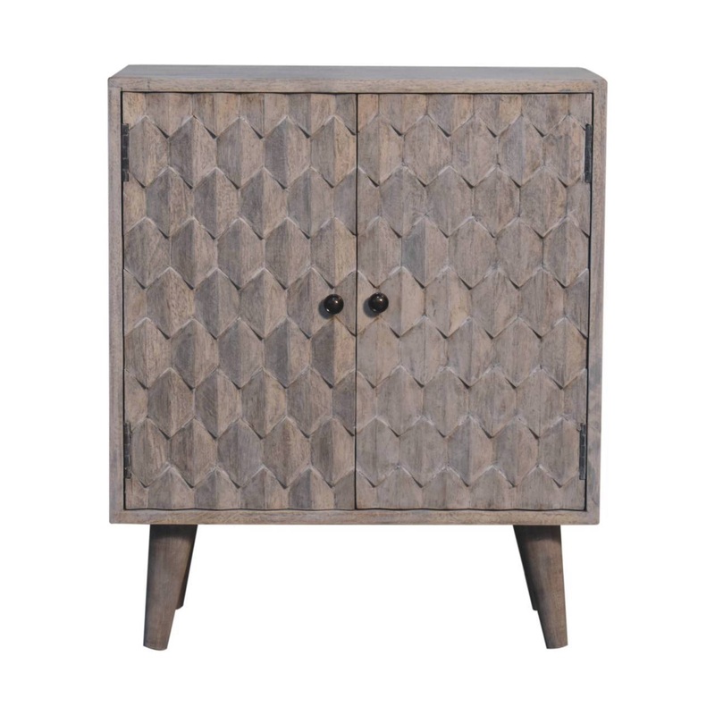 Mini Pineapple Carved Cabinet – Gray