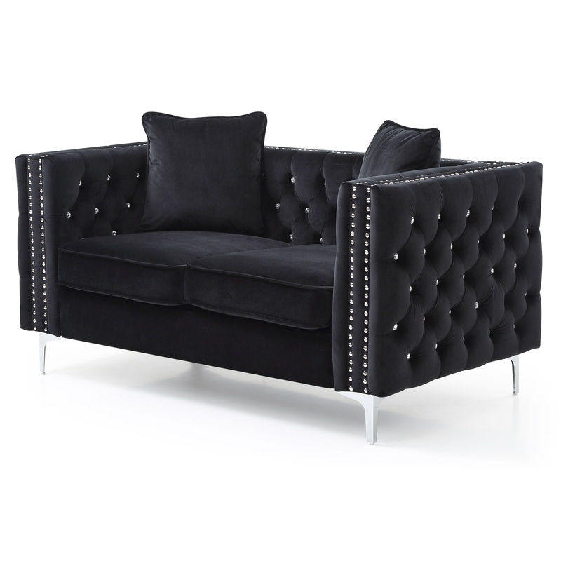 Modern Track Arm Loveseat – Black