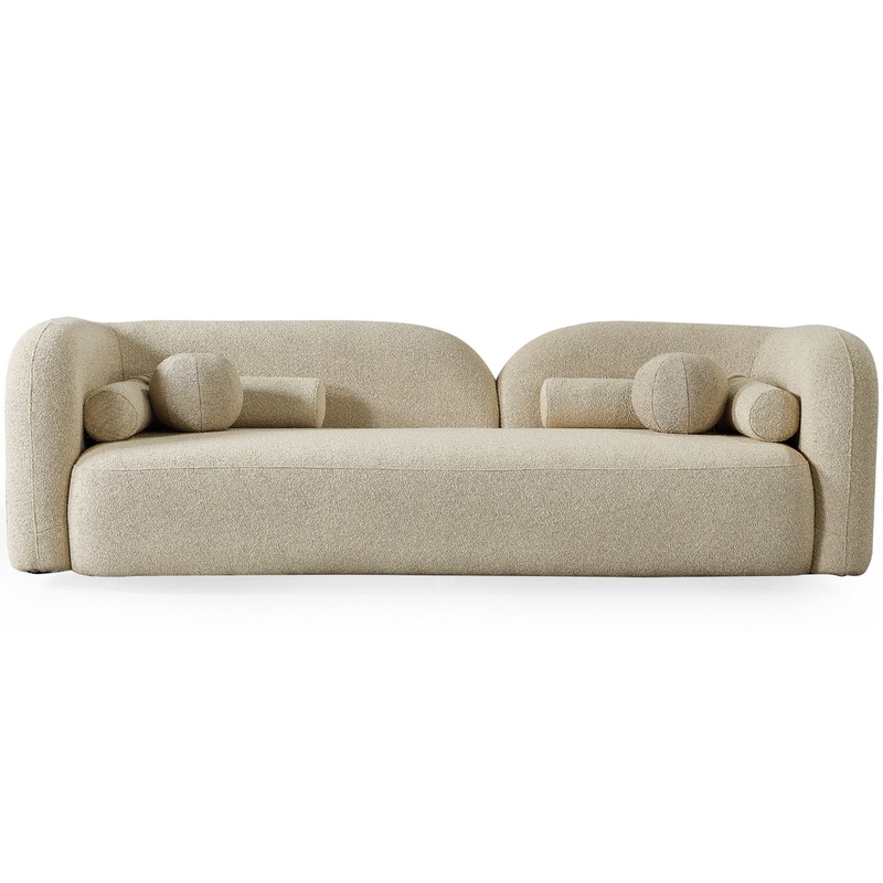 Donna – Japandi Style Boucle Sofa – Cream / Ivory