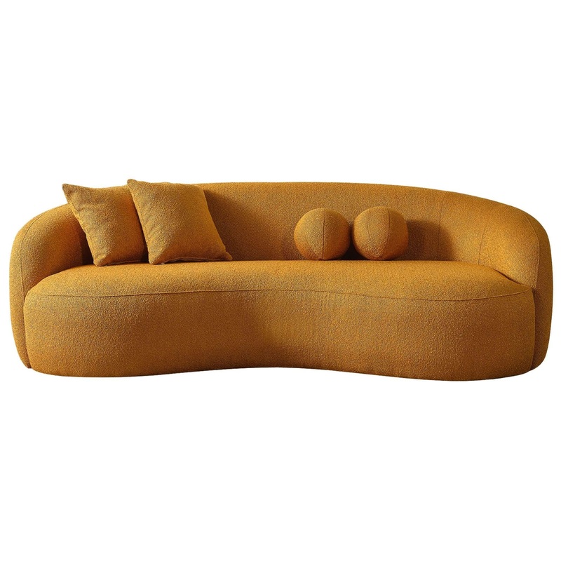 Drake – Japandi Style Curvy Sofa – Yellow