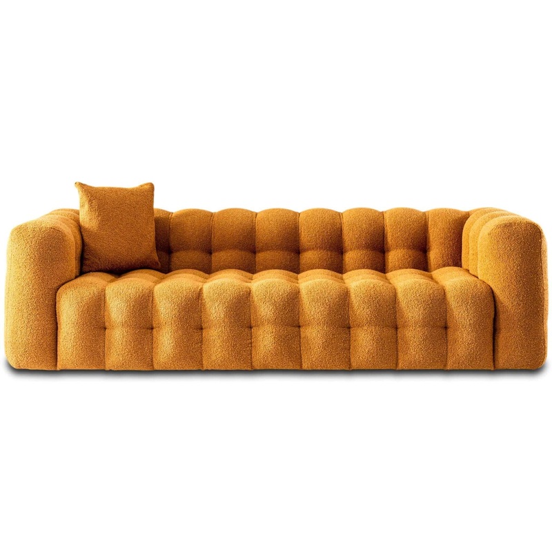 Eden – Modern Tufted Chesterfield Sofa – Burnt Orange / Orange
