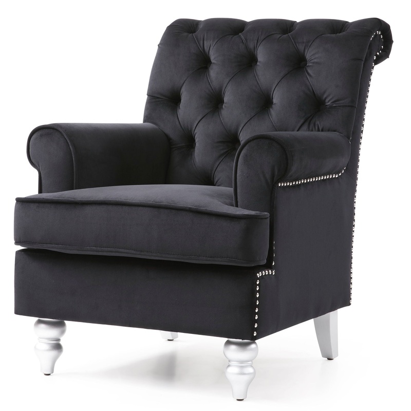 Elegant Round Arm Traditional Chair – Black