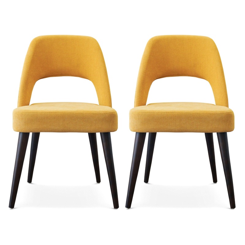 Juliana – Mid-Century Modern Dining Chair (Set of 2) – Brown / Yellow