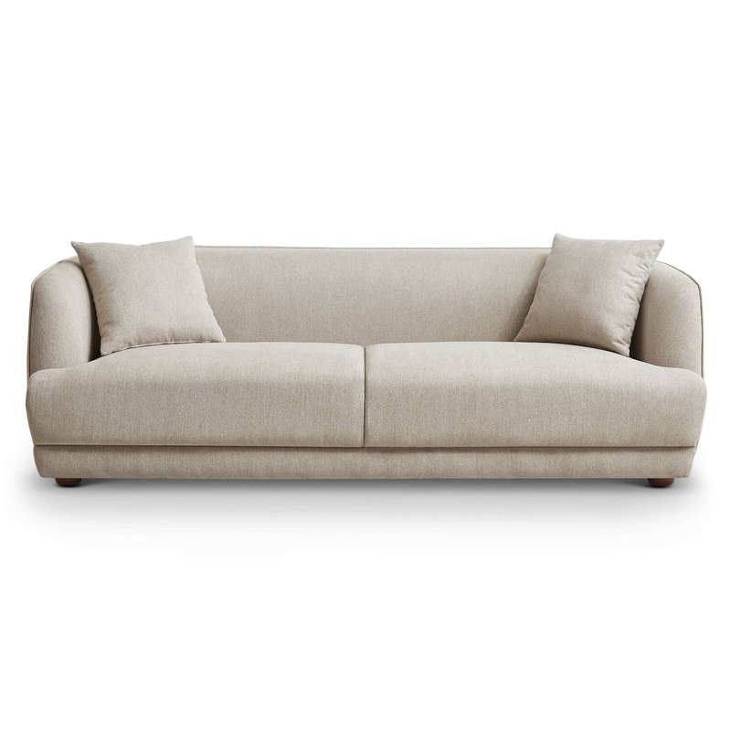 Larisa – Mid-Century Modern Linen Sofa – Cream