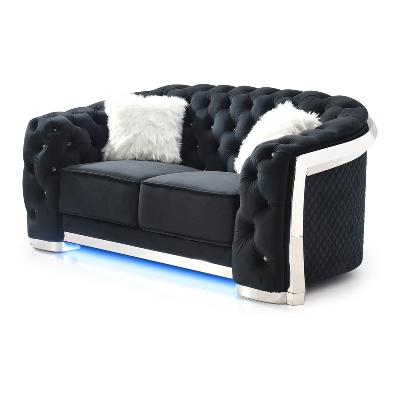 Loveseat With Flared Arms – Black