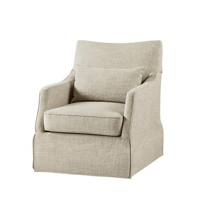 Modern Design London Skirted Swivel Chair Traditional Aesthetic Polyester – Beige