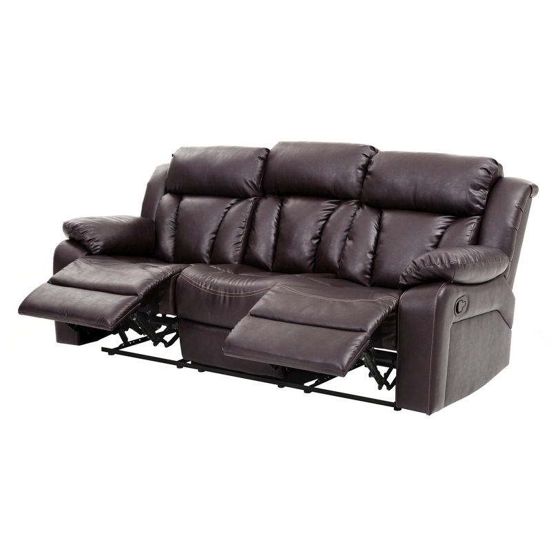 Comfortable Reclining Sofa – Dark Brown