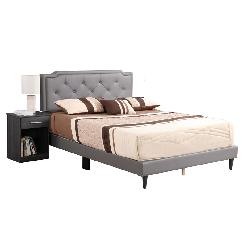 Deb – Queen Bed For Cozy Sleep – Light Gray