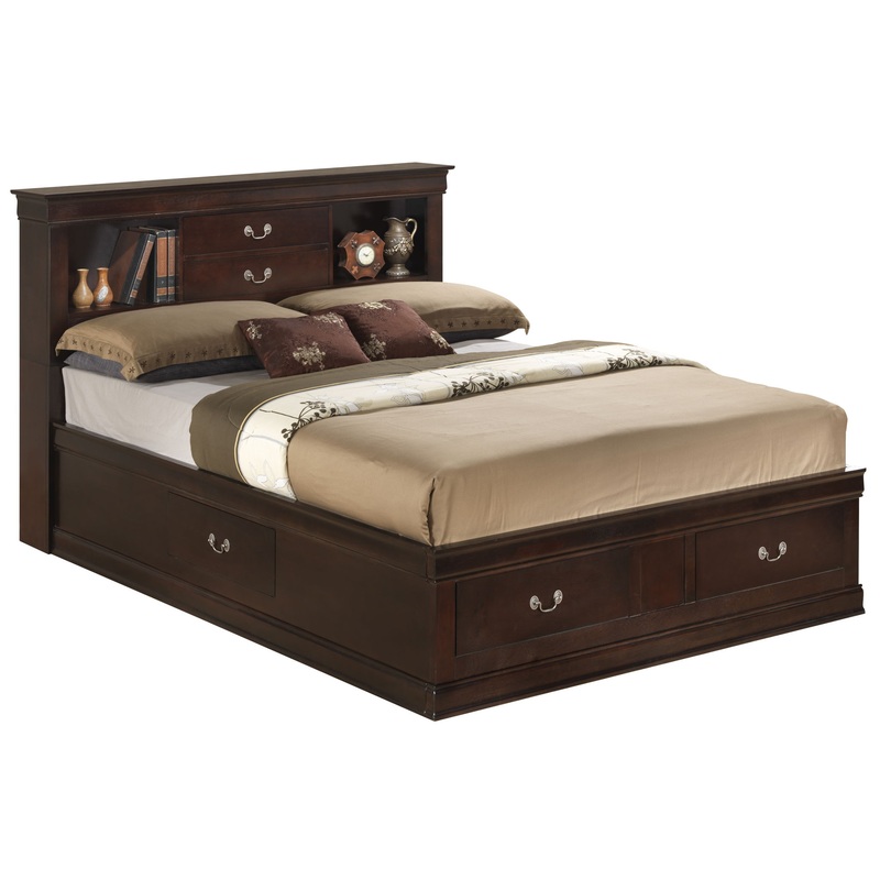 Louis Phillipe – King Storage Bed Traditional Style – Cappuccino