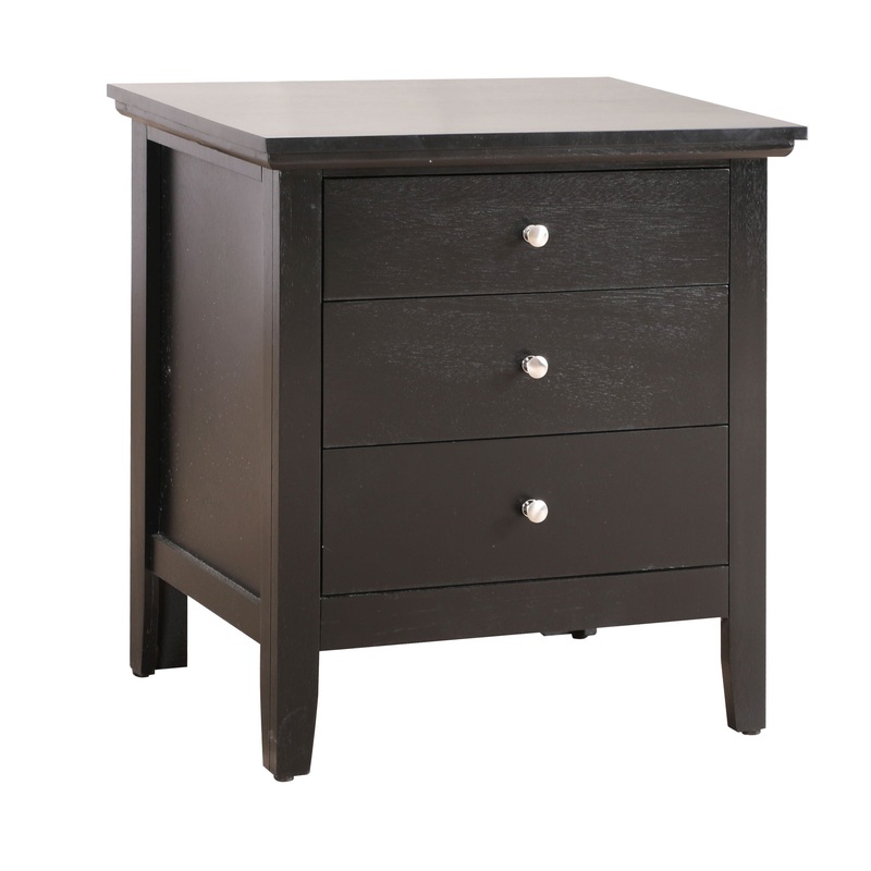 3 Drawer Nightstand – Black