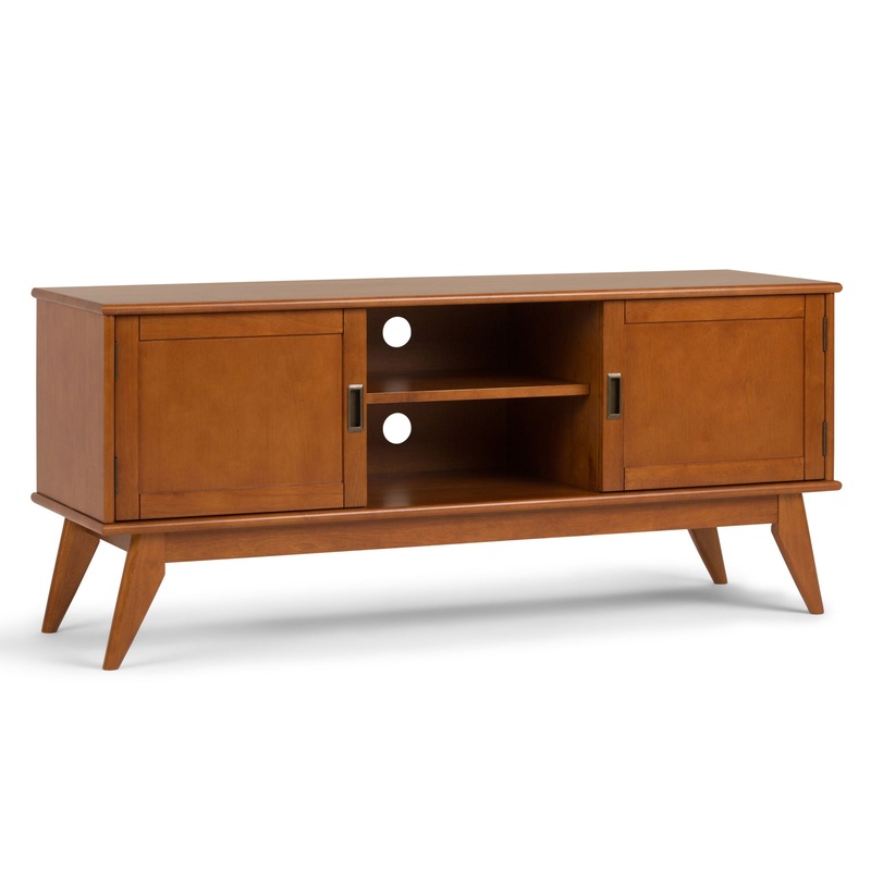 Draper – Mid Century Low TV Media Stand – Teak Brown