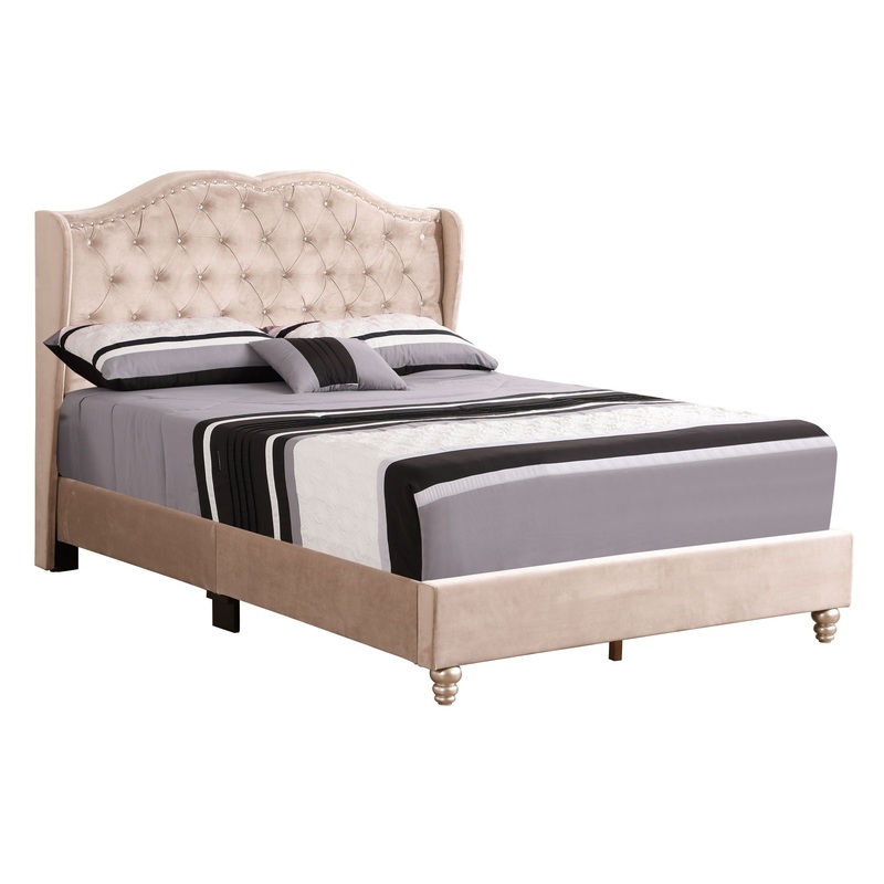 Full Upholstered Bed Elegant Transitional – Beige