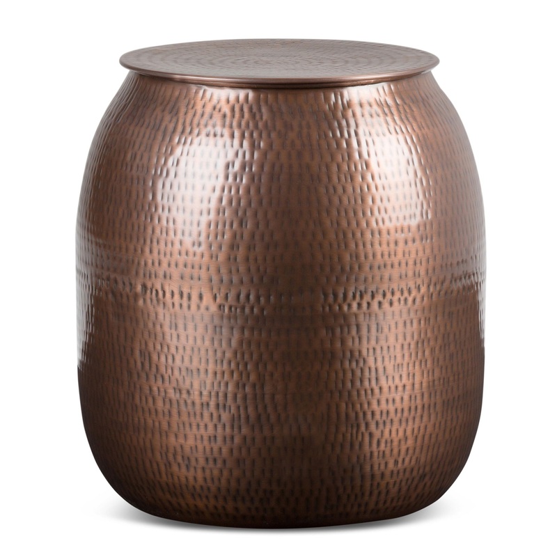 Griffen – Metal Storage Accent Table – Antique Copper
