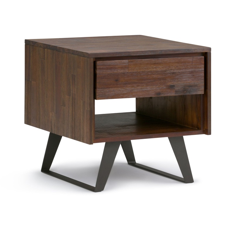 Lowry – End Table – Distressed Charcoal Brown