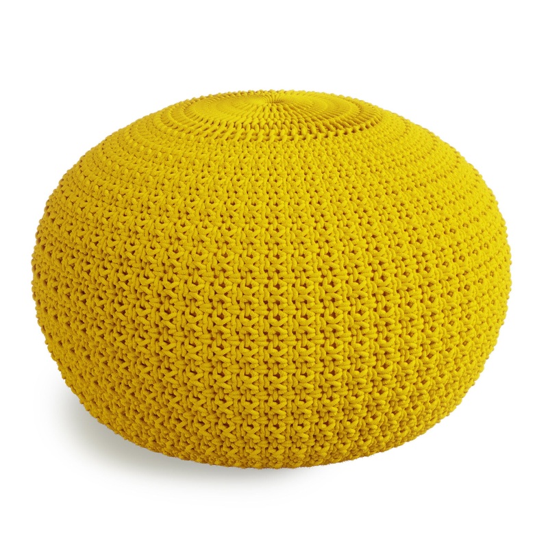 Sonata – Round Knitted Outdoor / Indoor Pouf – Yellow