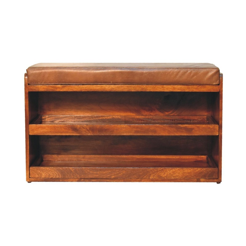 Buffalo – Hide Pull Out Shoe Storage Bench – Chestnut