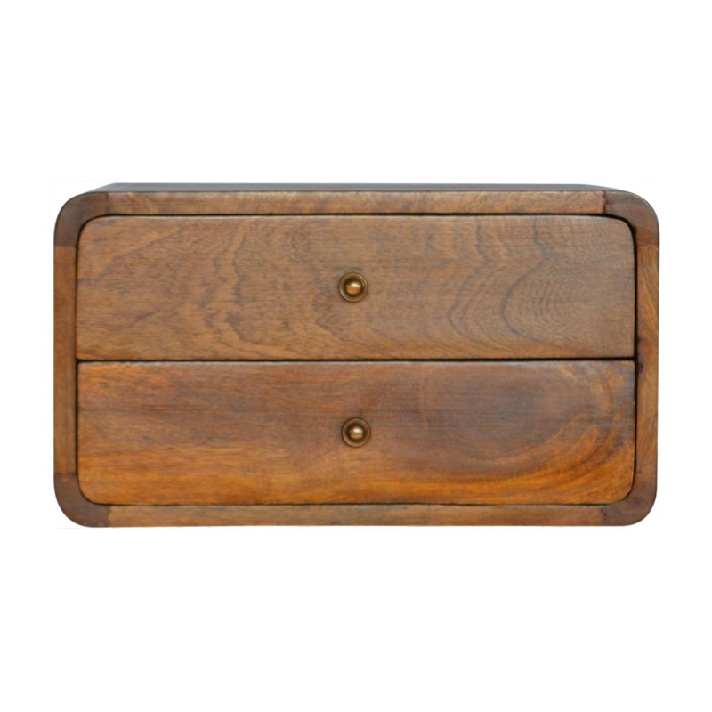 Floating Curved Bedside Table – Chestnut