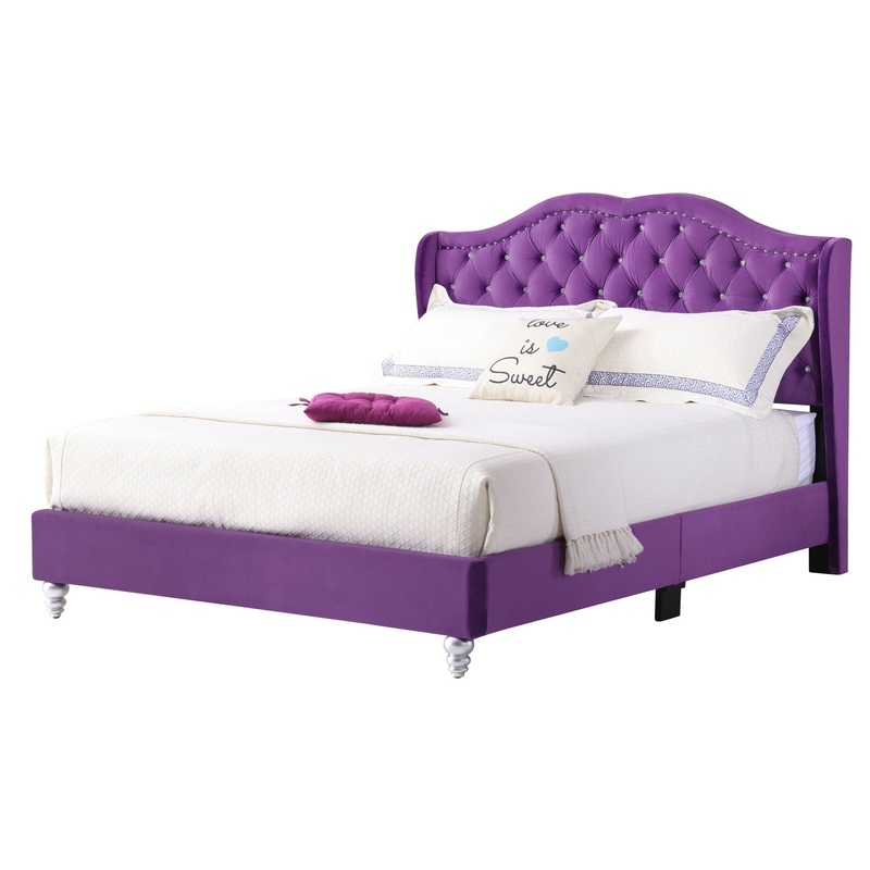 Full Bed Transitional Upholstered – Purple