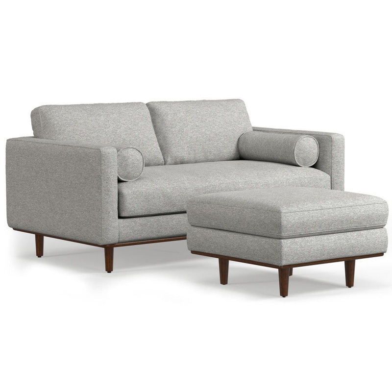 Morrison – Upholstered Sofa And Ottoman Set – Mist Gray