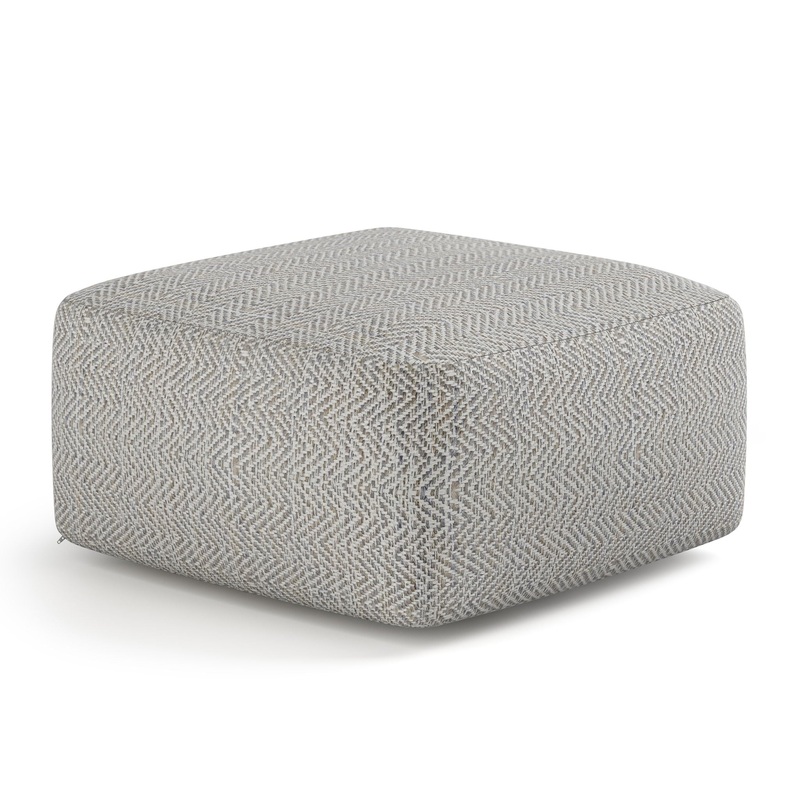Nate – Square Pouf – Patterned Gray Melange