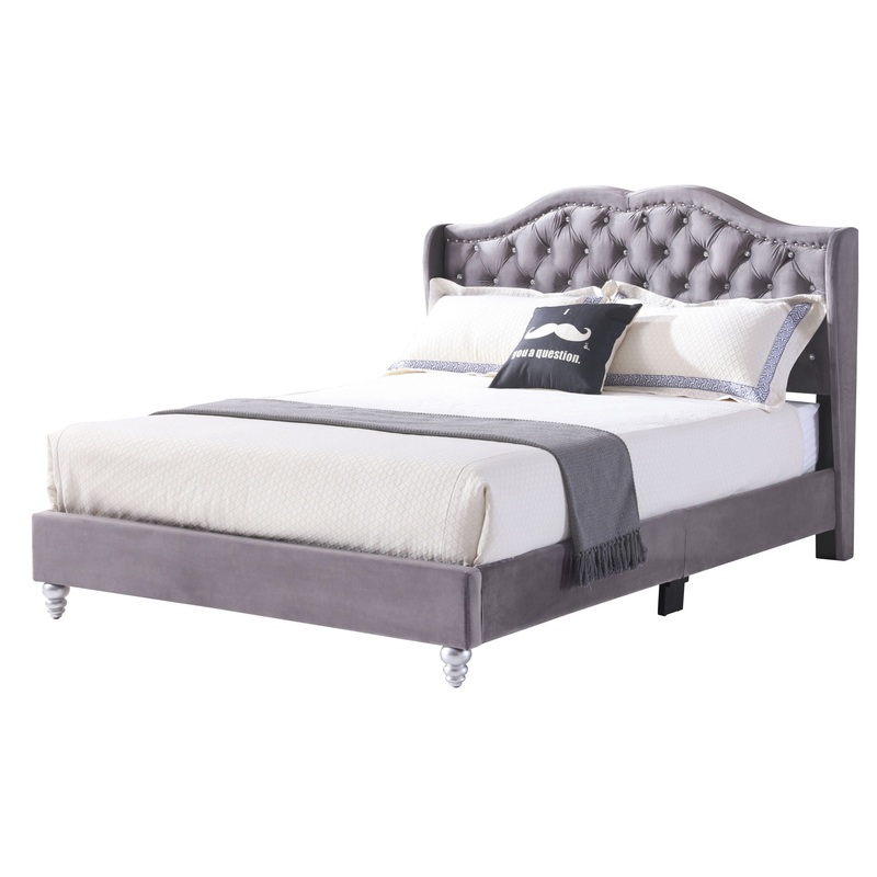Queen Upholstered Transitional Bed – Gray