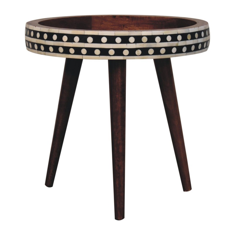 Small Patterned Nordic Style End Table – Caramel