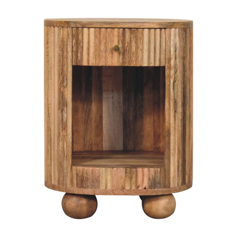 Soba – Ball Open Slot Bedside Table – Light Brown