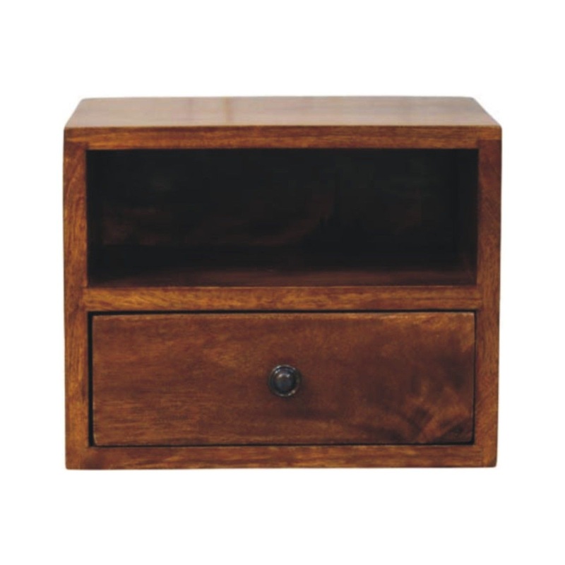 Solis – 1 Drawer Wall Mounted Nightstand – Brown