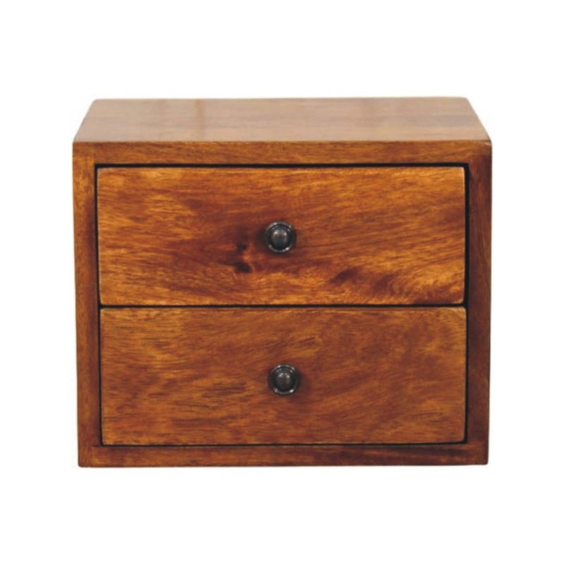 Solis – 2 Drawer Wall Mounted Nightstand – Brown
