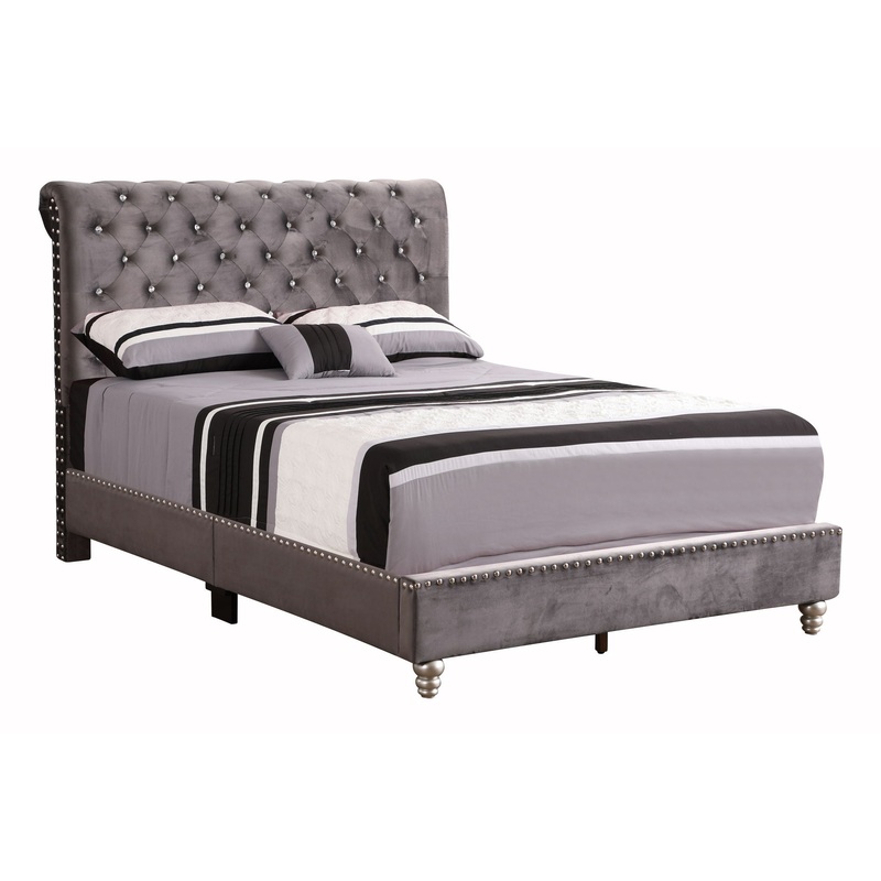 Tufted Upholstered Bed – Gray