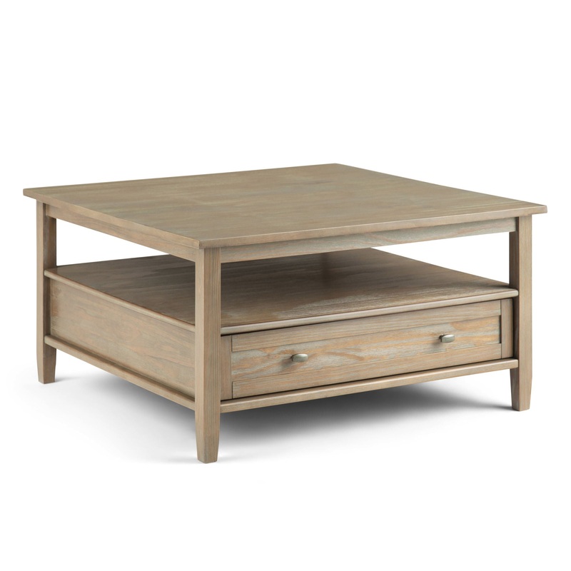 Warm Shaker – Square Coffee Table – Distressed Gray