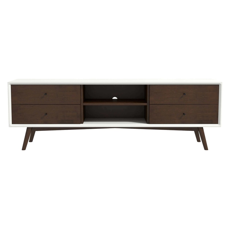 Caroline – White TV Stand Up To 72 – Brown / White