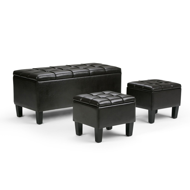 Dover – 3 Piece Storage Ottoman – Tanners Brown