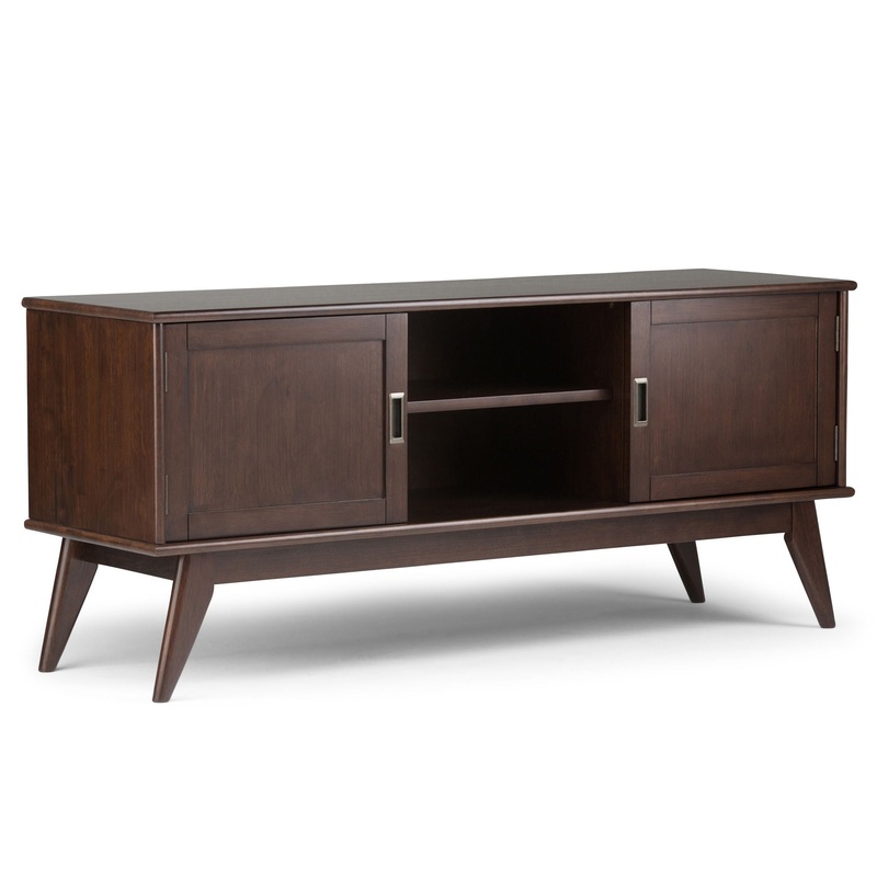 Draper – Mid Century Low TV Media Stand – Medium Auburn Brown