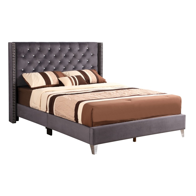 Full Upholstered Transitional Bed – Gray
