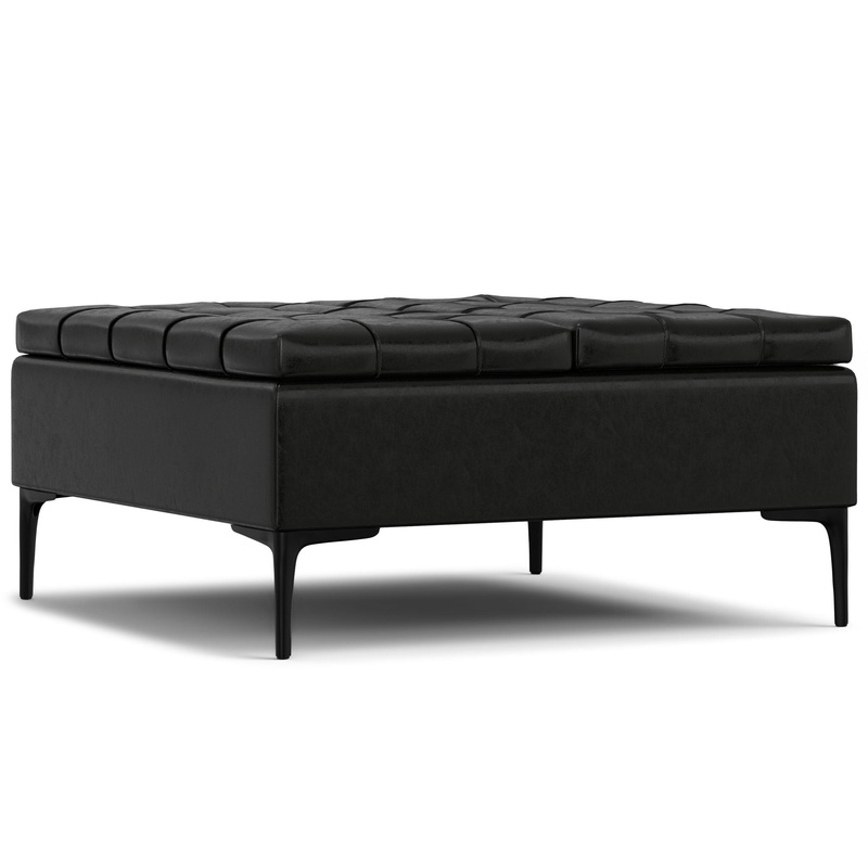 Laura – Lift Top Storage Ottoman – Black