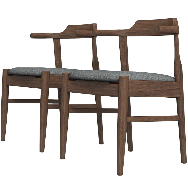 Leon – Mid-Century Modern Dining Chair (Set of 2) – Brown / Light Gray