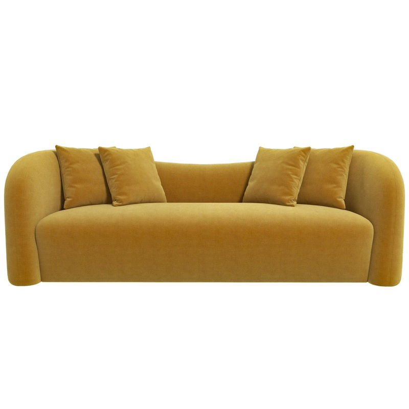 Mason – Mid Century Modern Luxury Tight Back Curvy Couch – Gold