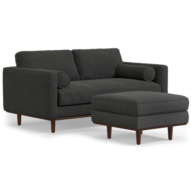 Morrison – Upholstered Sofa And Ottoman Set – Charcoal Gray